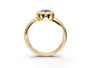 Solitaire Engagement Ring Setting for Fancy Blue Oval Center with Wide Band and Bezel Head in Yellow Gold