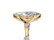 Solitaire Engagement Ring Setting for Marquise Center with Bezel Station Band and Prong Head in Yellow Gold