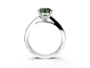 Solitaire Engagement Ring Setting for Fancy Green Round Cut Center with Princess Cut Channel Band and Prong Head in Platinum