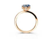 Solitaire Engagement Ring Setting for Fancy Blue Heart-Shaped Center with Thin Rounded Plain Band and Prong Head in Rose Gold