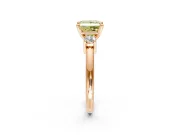 3 Stone Engagement Ring Setting for Fancy Yellow Princess Cut Center with Wide Plain Band and Prong Head in Rose Gold
