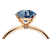 Solitaire Engagement Ring Setting for Fancy Blue Round Cut Center with Straight Thin Band and Prong Head in Rose Gold