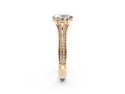 Solitaire Engagement Ring Setting for Oval Center with Pave Rail Split Shank and Prong Head in Rose Gold