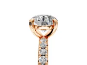 Solitaire Engagement Ring Setting for Round Cut Center with Shared-Prong Accents and Prong Head in Rose Gold