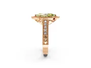 Milgrain Halo Engagement Ring Setting for Fancy Yellow Marquise Center with Pave Band and Prong Head in Rose Gold