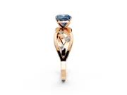 Solitaire Engagement Ring Setting for Fancy Blue Cushion Cut Center with Criss-Cross Accent Band and Prong Head in Rose Gold