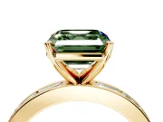 Solitaire Engagement Ring Setting for Fancy Green Asscher Cut Center with Channel Baguette Band and Prong Head in Yellow Gold