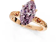 Solitaire Engagement Ring Setting for Fancy Pink Marquise Center with XO Engraved Band and Prong Head in Rose Gold
