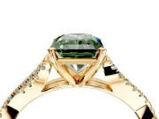 Solitaire Engagement Ring Setting for Fancy Green Radiant Cut Center with Twisted Pave Split Shank and Prong Head in Yellow Gold