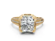 Solitaire Engagement Ring Setting for Radiant Cut Center with Accented Split Shank and Prong Head in Yellow Gold