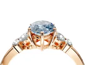 Solitaire Engagement Ring Setting for Fancy Blue Marquise Center with Marquise Flower Shoulders and Prong Head in Rose Gold