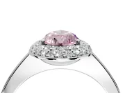Halo Engagement Ring Setting for Fancy Pink Pear-Shaped Center with Plain Tapered Band and Prong Head in White Gold