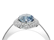 Halo Engagement Ring Setting for Fancy Blue Marquise Center with Plain Tapered Band and Prong Head in Platinum