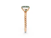 Solitaire Engagement Ring Setting for Fancy Green Radiant Cut Center with Plain Twisted Rope Band and Prong Head in Rose Gold