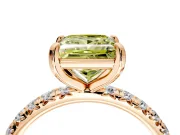 Solitaire Engagement Ring Setting for Fancy Yellow Princess Cut Center with Shared-Prong Accents and Prong Head in Rose Gold
