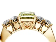 5 Stone Engagement Ring Setting for Fancy Yellow Emerald Cut Center with Equal Close-Set Accents and Prong Head in Yellow Gold