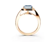 Bezel-Framed Halo Engagement Ring Setting for Fancy Blue Asscher Cut Center with Pave Band and Prong Head in Rose Gold