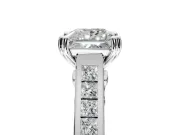 Solitaire Engagement Ring Setting for Princess Cut Center with Channel Band and Double Claw Prong Head in White Gold