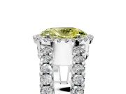 Halo Engagement Ring Setting for Fancy Yellow Oval Center with Wide-Open Pave Split Shank and Prong Head in Platinum
