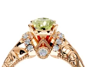 Solitaire Engagement Ring Setting for Fancy Yellow Pear-Shaped Center with Filigree Accent Basket and Prong Head in Rose Gold
