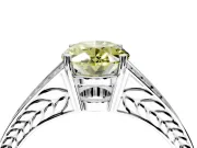 Split Shank Engagement Ring Setting for Fancy Yellow Oval Center with Pave Split Shank and Prong Head in Sterling Silver