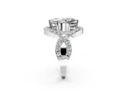 Halo Engagement Ring Setting for Marquise Center with Pave Infinity Twist Band and Prong Head in White Gold