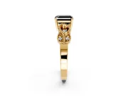 Leaf Engagement Ring Setting for Fancy Black Asscher Cut Center with Milgrain Accent Band and Prong Head in Yellow Gold