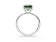 Minimalist Solitaire Engagement Ring Setting for Fancy Green Princess Cut Center with Thin Band and Prong Head in Sterling Silver