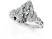 Solitaire Engagement Ring Setting for Marquise Center with Filigree Band and Prong Head in Platinum