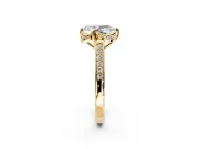 Floral Engagement Ring Setting for Pear-Shaped Center with Four Accent Clusters and Prong Head in Yellow Gold