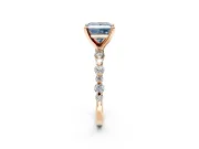 Solitaire Engagement Ring Setting for Fancy Blue Princess Cut Center with Alternating Size Accents and Prong Head in Rose Gold