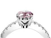 Solitaire Engagement Ring Setting for Fancy Pink Oval Center with Single Row Accent Band and Prong Head in Platinum