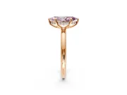 Hidden Halo Engagement Ring Setting for Fancy Pink Marquise Center with Thin Rounded Band and Prong Head in Rose Gold