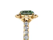 Floral Engagement Ring Setting for Fancy Green Asscher Cut Center with Pave Band and Floral Prong Head in Yellow Gold
