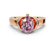 Solitaire Engagement Ring Setting for Fancy Pink Pear-Shaped Center with Wide Band, Pave Collar and Prong Head in Rose Gold