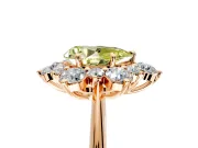 Small-Accent Cluster Halo Engagement Ring Setting for Fancy Yellow Pear-Shaped Center with Plain Band and Prong Head in Rose Gold
