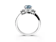 3 Stone Engagement Ring Setting for Fancy Blue Oval Center with Round Cut Side Accents and Prong Head in Sterling Silver