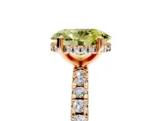 Solitaire Engagement Ring Setting for Fancy Yellow Oval Center with Band of Accents and Prong Head in Rose Gold