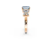 Floral Engagement Ring Setting for Fancy Blue Princess Cut Center with Marquise Cluster Shoulders and Prong Head in Rose Gold