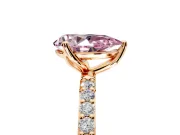 Solitaire Engagement Ring Setting for Fancy Pink Pear-Shaped Center with Fine Pave Accents and Prong Head in Rose Gold