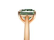 Solitaire Engagement Ring Setting for Fancy Green Princess Cut Center with Narrow Cathedral Band and Prong Head in Rose Gold