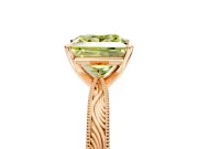 Solitaire Engagement Ring Setting for Fancy Yellow Princess Cut Center with Engraved Milgrain Band and Prong Head in Rose Gold