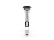Solitaire Engagement Ring Setting for Fancy Green Asscher Cut Center with Channel Band and Double Claw Prong Head in Platinum