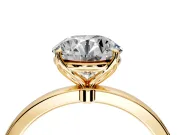 Solitaire Engagement Ring Setting for Round Cut Center with Thin Rounded Plain Band and Prong Head in Yellow Gold