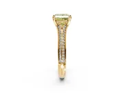 Solitaire Engagement Ring Setting for Fancy Yellow Princess Cut Center with Pave Rail Split Shank and Prong Head in Yellow Gold