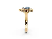 Cluster Halo Engagement Ring Setting for Fancy Blue Heart-Shaped Center with Milgrain Bezel Accents and Prong Head in Yellow Gold