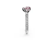 Rope Engagement Ring Setting for Fancy Pink Heart-Shaped Center with Accent Shoulders and Prong Head in Sterling Silver