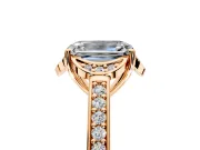 Floral Engagement Ring Setting for Emerald Cut Center with Four Accent Clusters and Prong Head in Rose Gold
