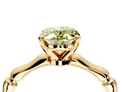 Solitaire Engagement Ring Setting for Fancy Yellow Oval Center with Bamboo Band and Prong Head in Yellow Gold