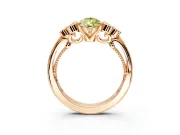 Cluster Engagement Ring Setting for Fancy Yellow Pear-Shaped Center with Bezel Accent Clusters and Prong Head in Rose Gold